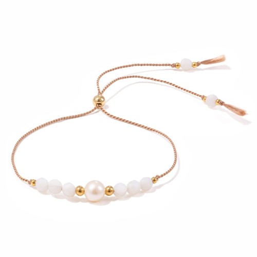 Prośba o bycie świadkową - Klasyczna beżowo biała bransoletka dla świadkowej, dla Panny Młodej, Glossy 2