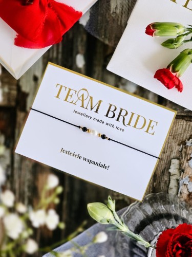 Klasyczna czarna bransoletka na panieński z czarnym spinelem i perłą dla dziewczyn, Shine Black 1