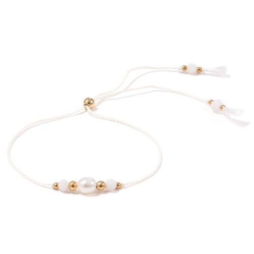 Delikatna biała bransoletka z muszlą białą i perłą na panieński dla dziewczyn Shine White 1