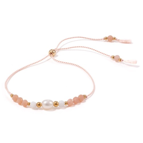 Bransoletka na panieński z kamieniem słonecznym i perłą dla świadkowej, dla Panny Młodej Shine Nude 3