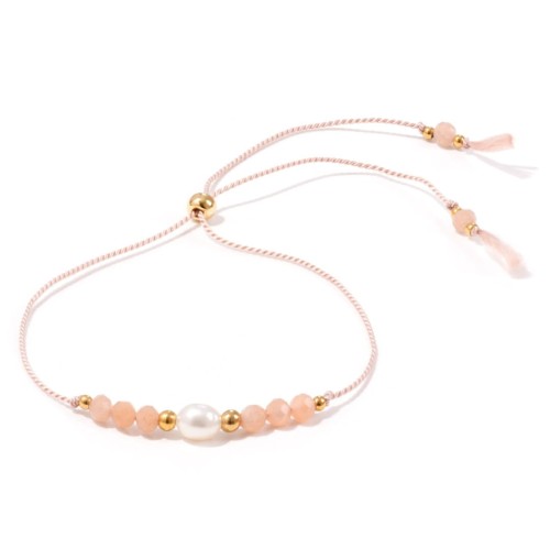 Bransoletka na panieński z kamieniem słonecznym i perłą dla świadkowej, dla Panny Młodej Shine Nude 2