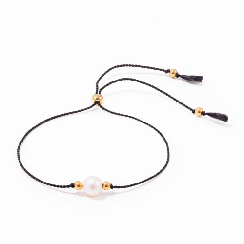 Czarna bransoletka z perłą na wieczór panieński