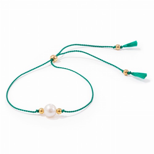 Zielona bransoletka z perłą na wieczór panieński
