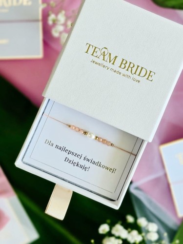 Bransoletka na panieński z kamieniem słonecznym i perłą dla świadkowej, dla Panny Młodej Shine Nude 2