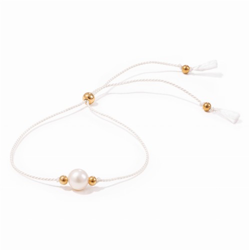 Biała bransoletka z perłą na wieczór panieński