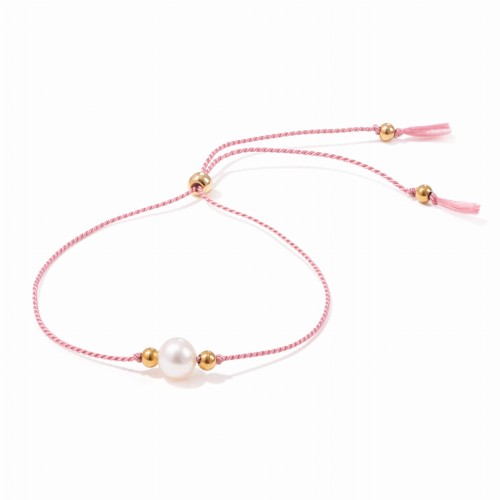 Różowa bransoletka z perłą na wieczór panieński