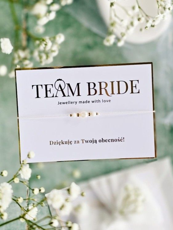 Delikatna biała bransoletka z muszlą białą i perłą na panieński dla dziewczyn Shine White 1