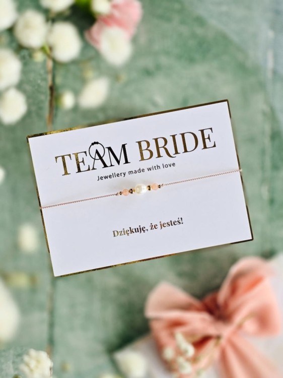 Subtelna bransoletka na panieński z kamieniem słonecznym i perłą Shine Nude 1