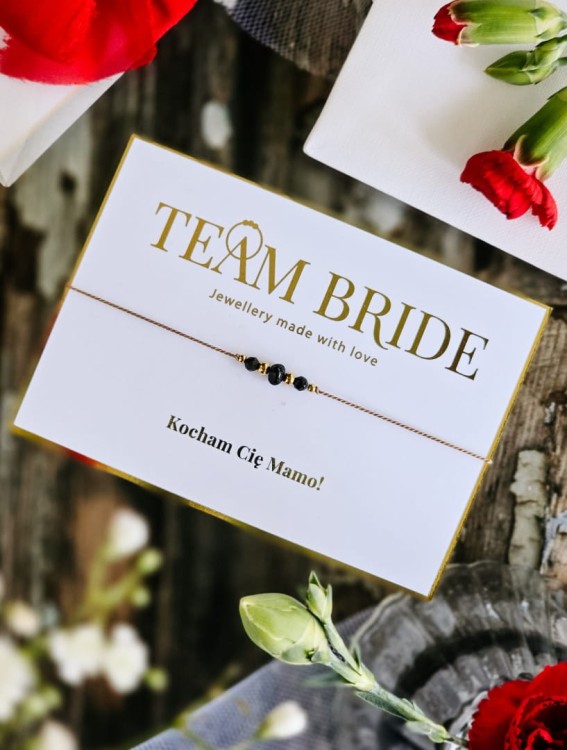 Bransoletka z bursztynem i czarnym spinelem na wieczór panieński, dla MAMY