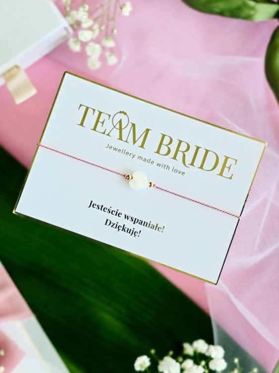 Bransoletka z serduszkiem z masy perłowej na wieczór panieński dla dziewczyn